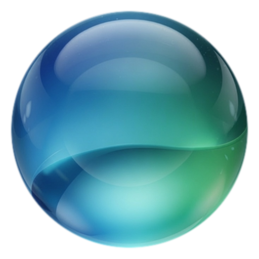 Eventually Consistent — a glass sphere converging blue to green